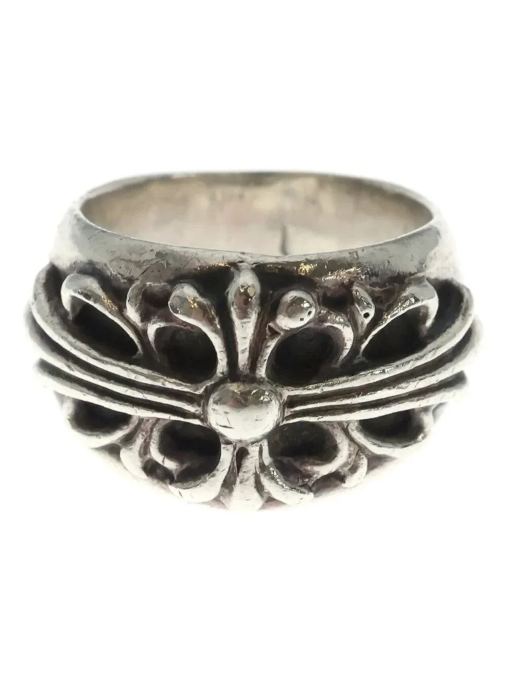 Chrome Hearts Flrl Floral Cross Ring Silver